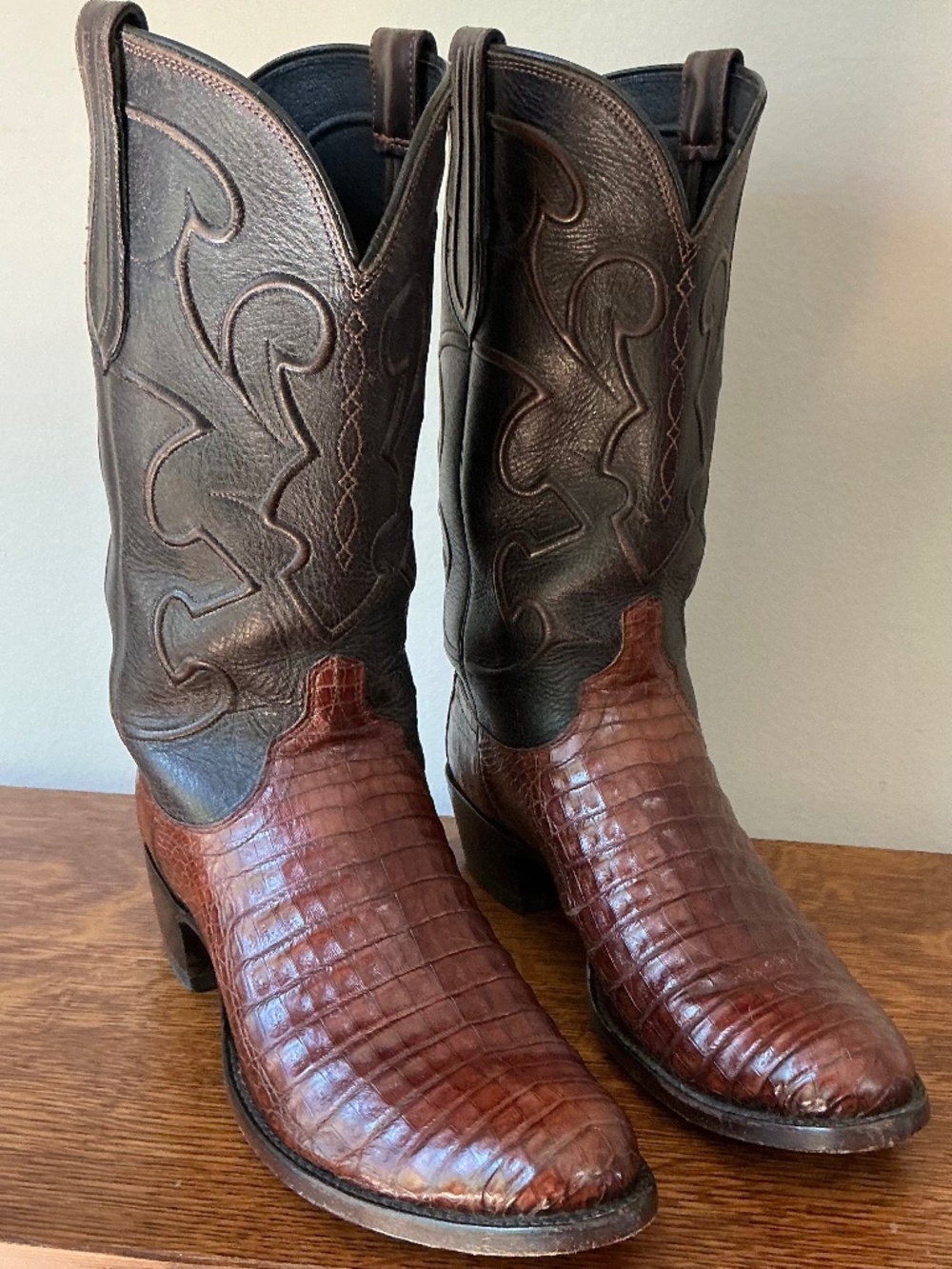 Lucchese Men’s Caiman Belly Boots Sienna Brown Sz 10D M1635